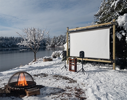 March 2, 2023, news announcement of a new Outdoor Movie Theater Screen Frame that gets cemented into the ground.