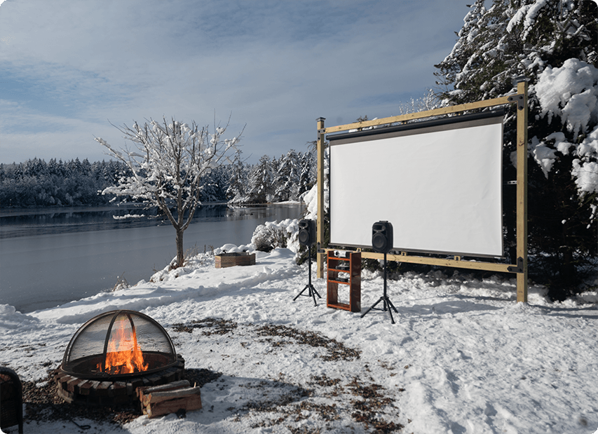 March 2, 2023, news announcement of a new Outdoor Movie Theater Screen Frame System that gets cemented into the ground.